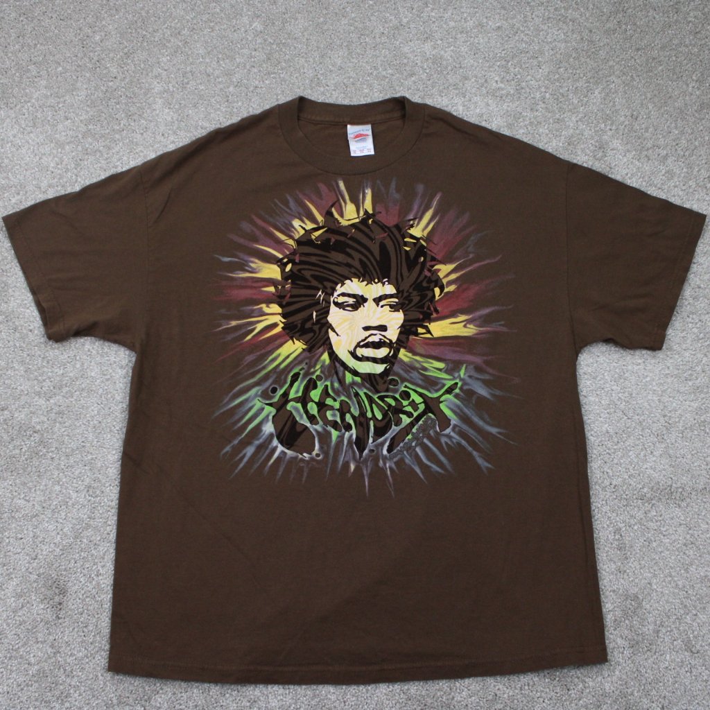 Jimi Hendrix Shirt Mens Xl Brown Puffy Pain Tennessee River Tag Short Sleeve